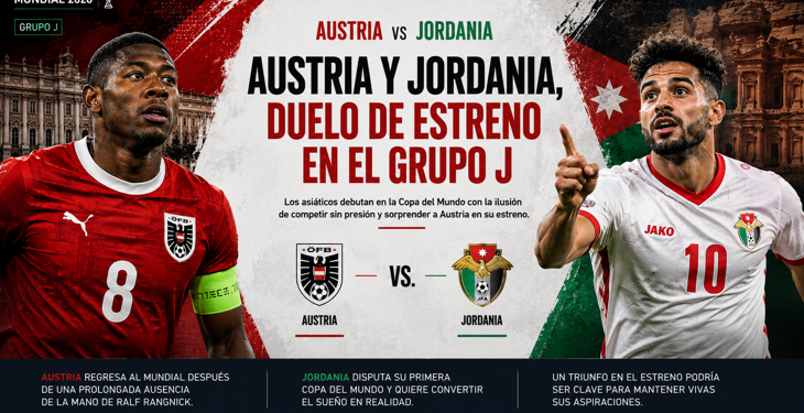 Austria y Jordania protagonizan un duelo clave en el Grupo J de la Copa del Mundo