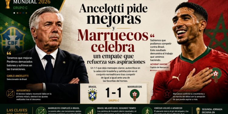 Ancelotti demana millores i el Marroc celebra un empat que reforça les seves aspiracions