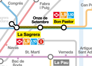 Interromput el servei de metro entre Sagrera i Bon Pastor per les obres del macropou de l’L9/10 Nord