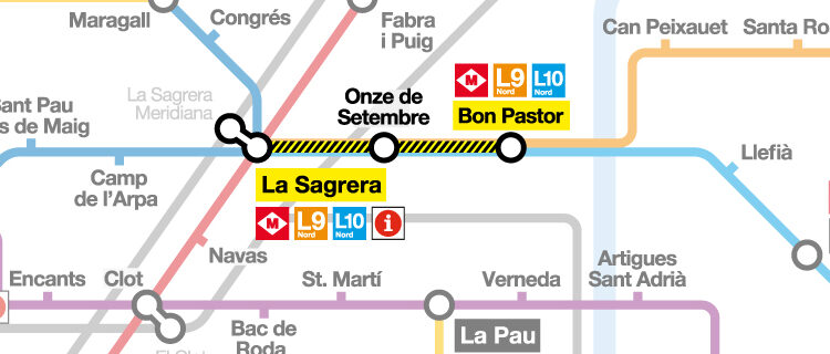 Interromput el servei de metro entre Sagrera i Bon Pastor per les obres del macropou de l’L9/10 Nord